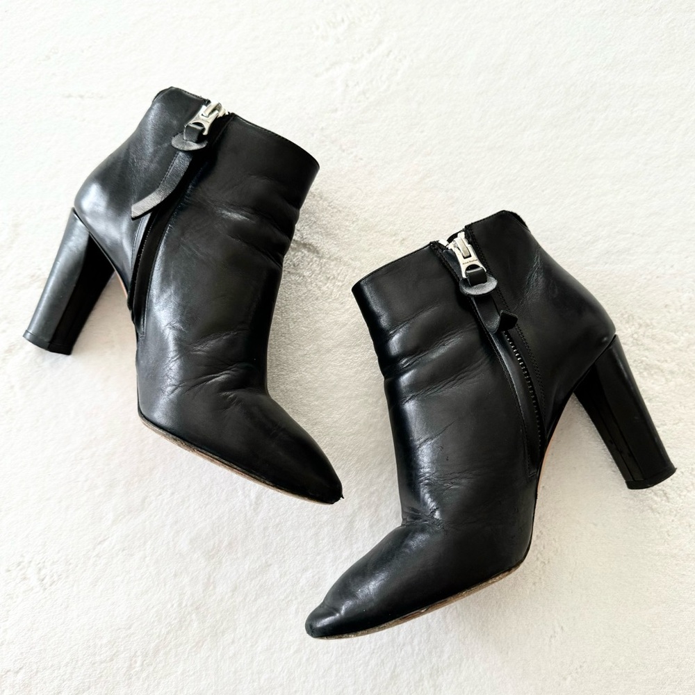 Acne Studios Black Leather 3” Heeled Ankle Booties Size US 5 Women’s